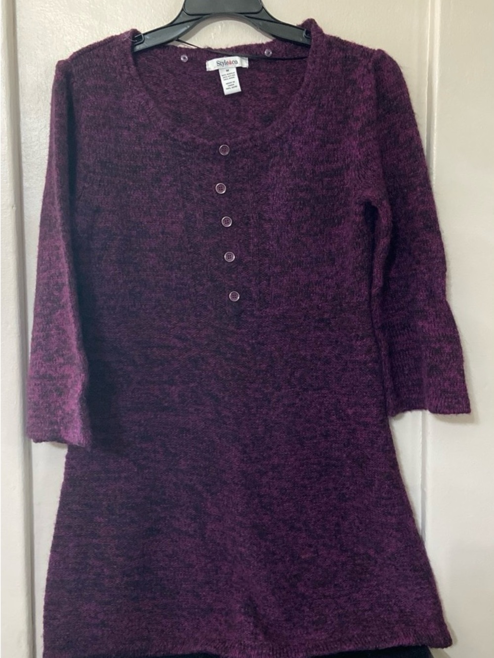 Style & Co. Plum Henley Knit Tunic